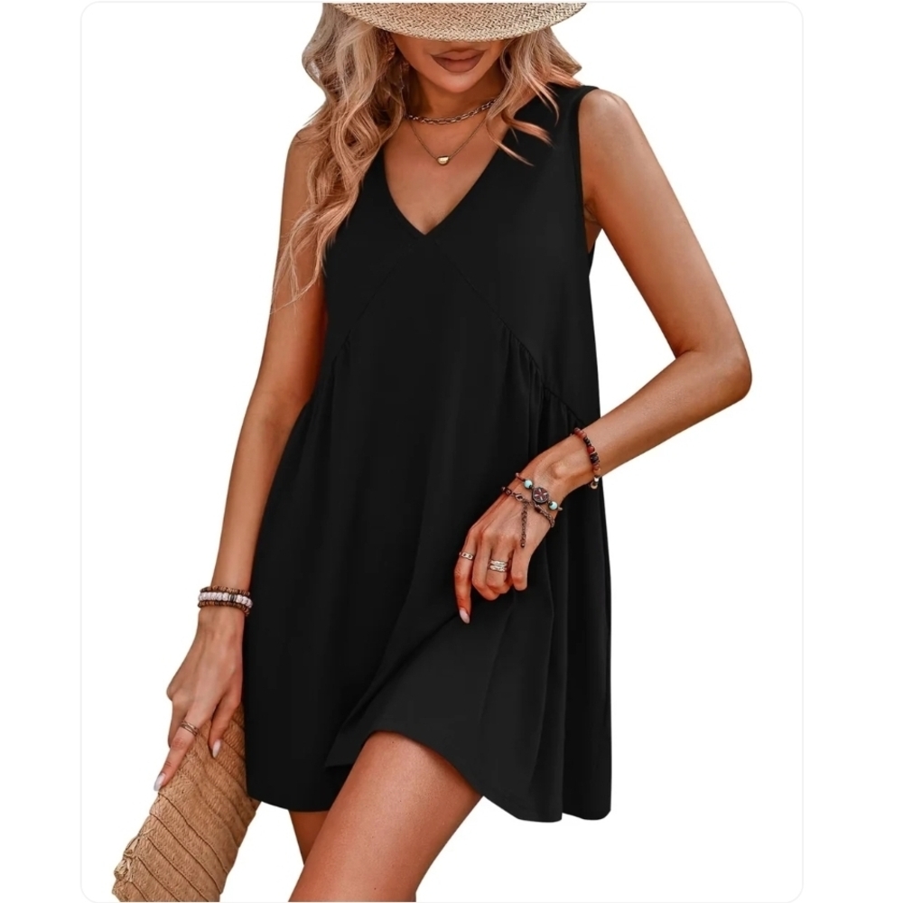 Black Elegant Mini Babydoll Dress